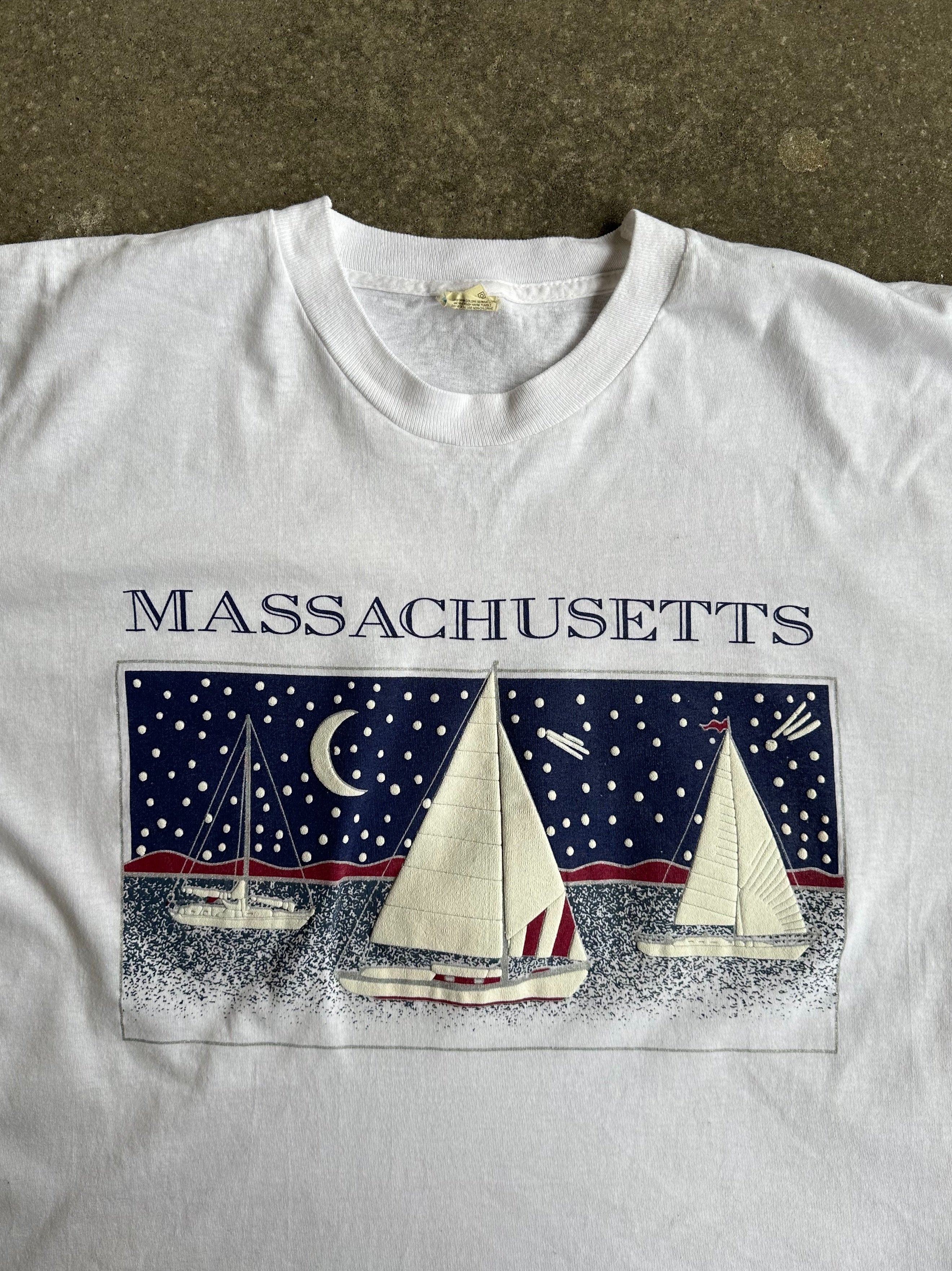 Vintage Cropped Single Stitch Massachusetts Tee - Medium