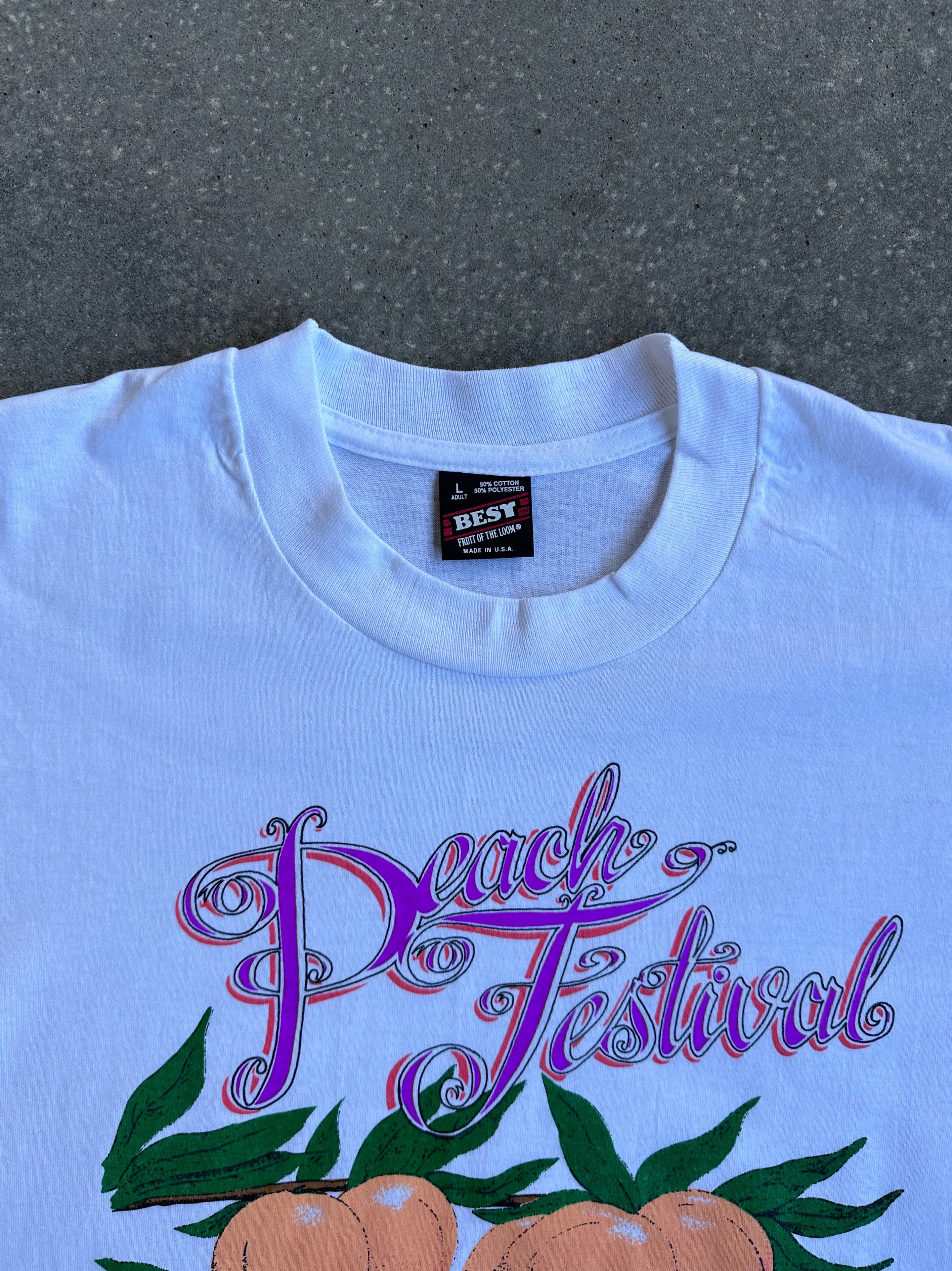 Vintage Made in USA Single Stitch Peach Festival Tee - Large